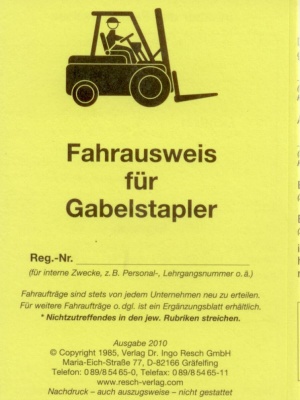 Fahrausweis Gabelstapler